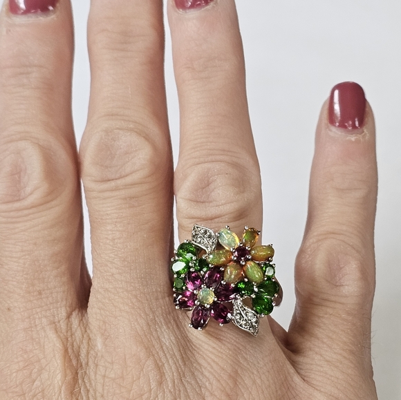 Gorgeous Genuine Gemstone Ring in Rhodium over Sterling Silver Sz 9.5! - Picture 7 of 9